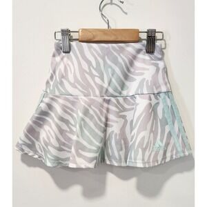 Adidas Athletic Skirt Girls Size 4T White Gray Stripes Built In Shorts Sport